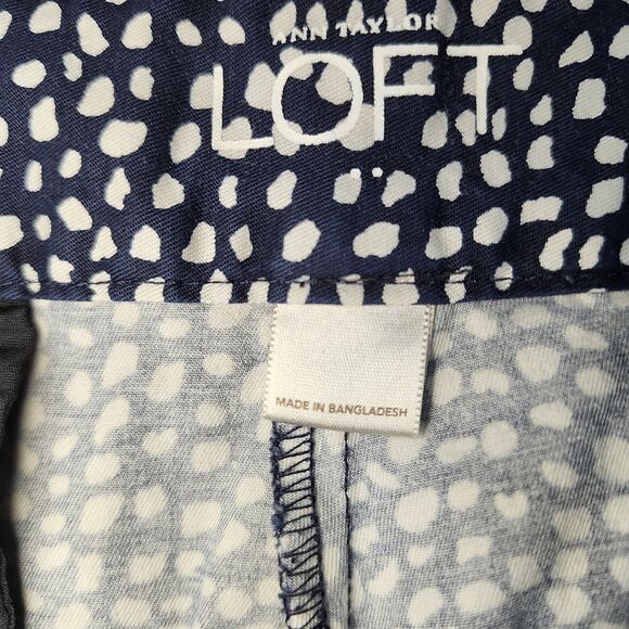 LOFT Original Crop Pants Women Size 14 Navy White Print Stretch Ann Taylor Loft - Picture 7 of 12